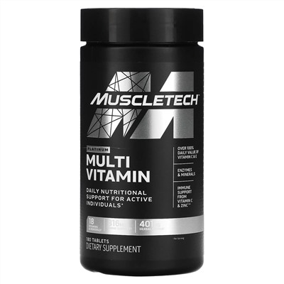 MuscleTech, Platinum, мультивитамины, 180 таблеток