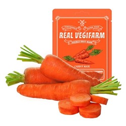 Питательная тканевая маска для лица с экстрактом моркови For The Skin Super Food Real Vegifarm Double Shot Mask Carrot