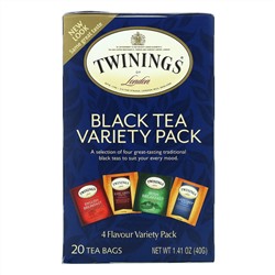 Twinings, черный чай, набор разных сортов, 20 чайных пакетиков, 40 г (1,41 унции)