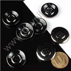 Пуговица 17 мм черная с серебряным кольцом 20 шт