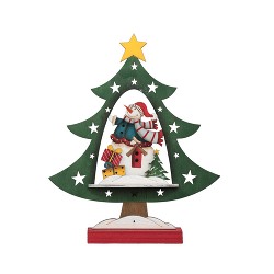 Елочка "Снеговичок с подарками" рождественская настольная (дерево)