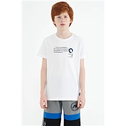 TOMMYLIFE Белая футболка стандартного кроя с круглым вырезом и принтом для мальчиков — 11145