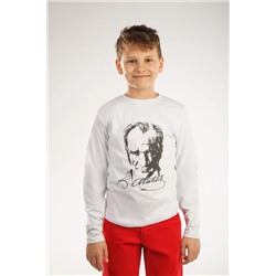Ajn Kids Детская футболка с длинными рукавами и принтом Ататюрка для мальчиков с круглым вырезом