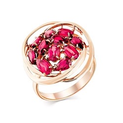 Золотое кольцо с синтетическими рубинами - 01-2-778-1600-010