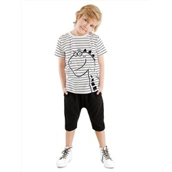 Denokids Симпатичный комплект из футболки и шорт для мальчика с динозавром