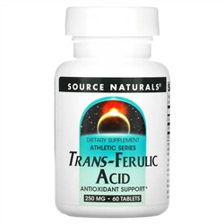 Source Naturals, Athletic Series, транс-феруловая кислота, 250 мг, 60 таблеток