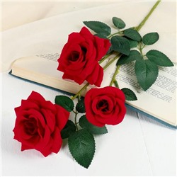 Цветы искусственные "Роза триада" 7х62 см, красный