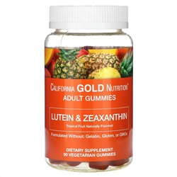 California Gold Nutrition, жевательные таблетки с лютеином и зеаксантином, вкус тропических фруктов, 90 вегетарианских жевательных таблеток