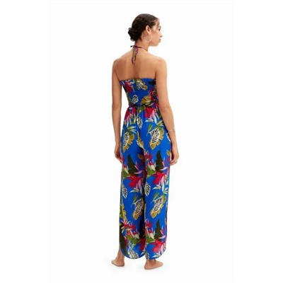 Tropical halter neck jumpsuit