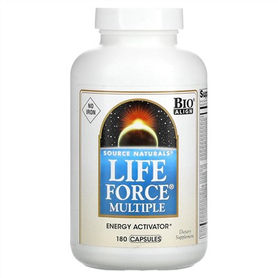 Source Naturals, Life Force Multiple, без железа, 180 капсул