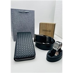 Подарочный набор для мужчины ремень, кошелёк, часы и коробка 2020551