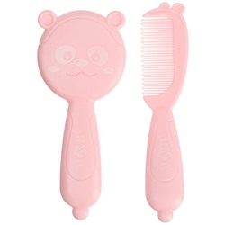 Набор для ухода за волосами: расческа и щетка «Мишка»,  цвет розовый