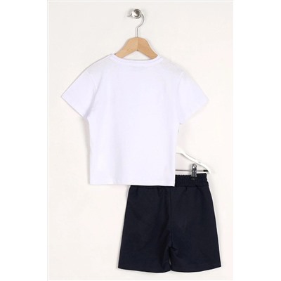 Комплект шорт для мальчика Zepkids с круглым вырезом и короткими рукавами с принтом