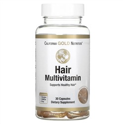 California Gold Nutrition, мультивитамины для волос, 30 желатиновых капсул