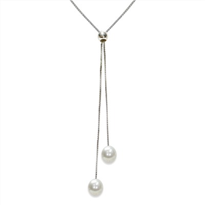 Collar largo - plata 925 - perla de agua dulce - Ø de la perla: 8 mm