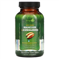 Irwin Naturals, Triple Source Magnesium + ашваганда, 60 мягких таблеток