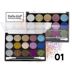 Тени для век DoDo Girl Professional Make Up 15 Color Palette Extra Shimmer Gel Glitter Eyeshadow (тон 01)