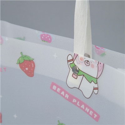 Пакет подарочный (M) "Space strawberry many bear" (33*25*11)