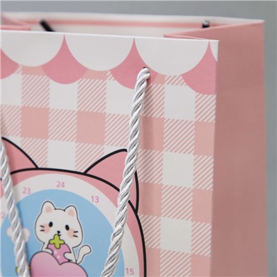 Пакет подарочный (XS) "Wish cat", pink (19.5*14.5*9.5)