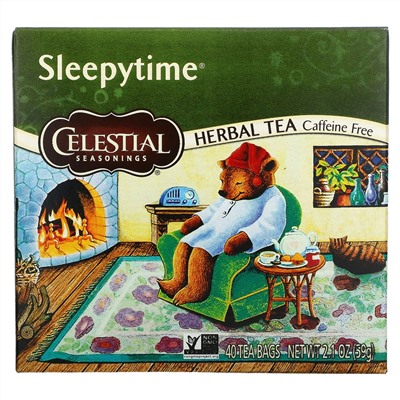 Celestial Seasonings, Sleepytime, травяной чай, без кофеина, 40 чайных пакетиков, 59 г (2,1 унции)