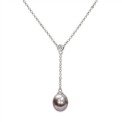 Collar - Plata - Perla de agua dulce - 5.5 mm - gris - 925 (22 kt)