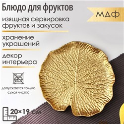Блюдо для фруктов Доляна «Кувшинка», 20×19 см, цвет золотой