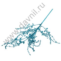 Новогодняя ветвь с листочками 56 см. голубая с глиттером