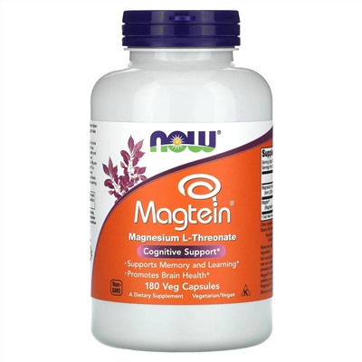 NOW Foods, Magtein`` 180 растительных капсул