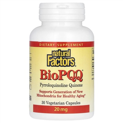 Natural Factors, BioPQQ, 20 мг, 30 вегетарианских капсул