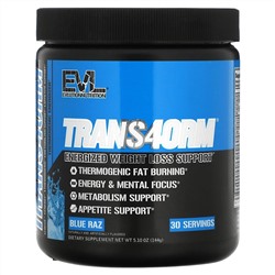 EVLution Nutrition, Trans4orm, активная поддержка для снижения веса, со вкусом голубой малины, 144 г (5,10 унции)