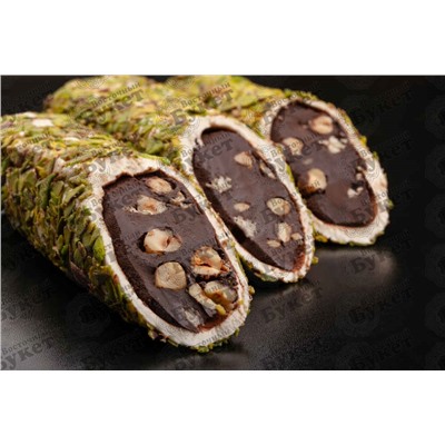 Лукум Hacibaba 338 Шоколадная паста с фундуком в лепестках фисташки 5 кг