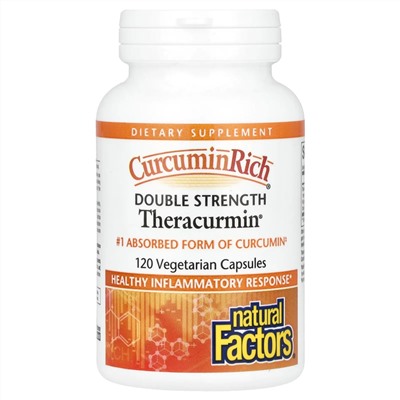 Natural Factors, Препарат CurcuminRich, Double Strength Theracurmin, 120 вегетарианских капсул