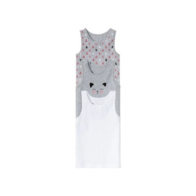 lupilu® Kleinkinder Mädchen Unterhemd, 3 Stück, mit hohem Baumwollanteil