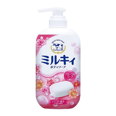 Жидкое мыло для тела COW Milky аромат цветов с керамидами и молочными протеинами дозатор 550 мл