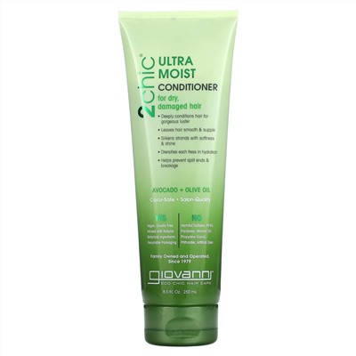 Giovanni, 2chic, Ultra-Moist Conditioner, For Dry, Damaged Hair, Avocado + Olive Oil, 8.5 fl oz (250 ml)