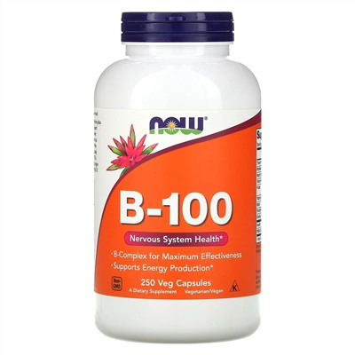 NOW Foods, B-100, 250 растительных капсул