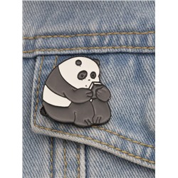 Металлический значок "Панда с книгой" Ш*В: 2.8*3 см