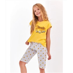 Детская хлопковая пижама 2202/2203-S20 Amelia желтый/серый, Taro (Польша)