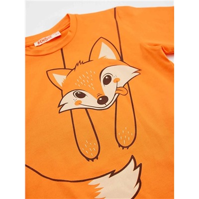 Denokids Оранжевый комплект капри с футболкой Fox для мальчика
