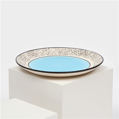 Тарелка керамическая "Персия", плоская, 25 см, синяя, 1 сорт, Иран