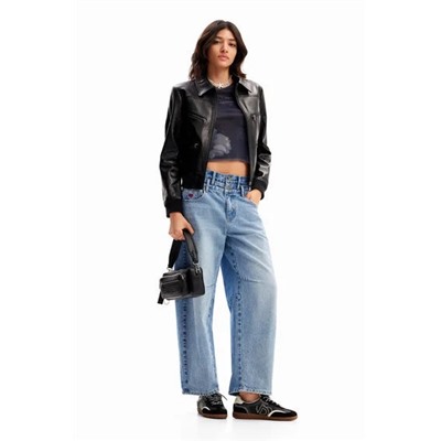 Double-waistband balloon jeans