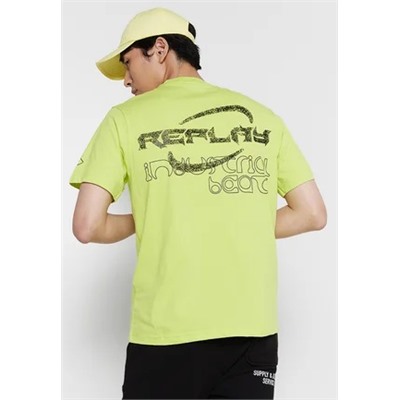 Replay — принт на футболке — неоновый зеленый