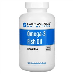Lake Avenue Nutrition, рыбий жир с омега-3, 1250 мг, 120 капсул из рыбьего желатина