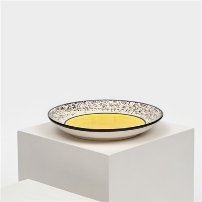 Тарелка керамическая "Персия", 19 см, плоская, жёлтая, 1 сорт, Иран