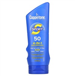 Coppertone, Sport, Sunscreen Lotion, 4-In-1 Performance, SPF 50, 7 fl oz (207 ml)