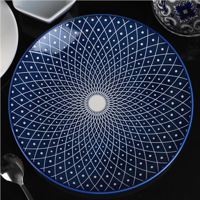 Тарелка керамическая Доляна «Бодом», d=22 см, цвет синий
