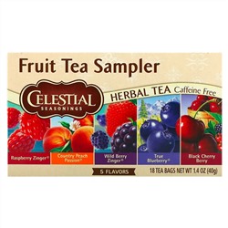 Celestial Seasonings, набор фруктовых чаев, без кофеина, 5 вкусов, 18 чайных пакетиков по 40 г (1,4 унции)