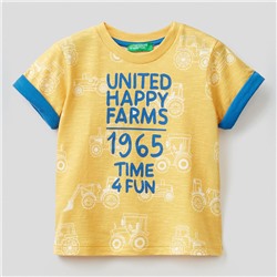T-Shirt - 100% Baumwolle - Fantasie-Print - gelb