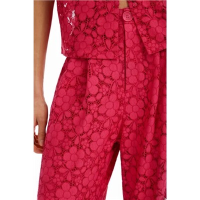 Tailored floral lace trousers