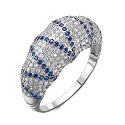 Серебряное кольцо с бесцветными фианитами - 1016